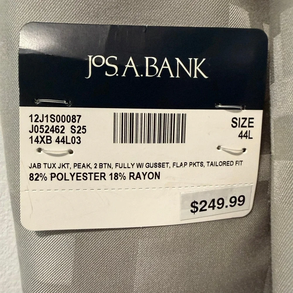 Jos A Bank Men 44L Tailored Fit Digital Camo Dinner Jacket Silver Grey Minecraft